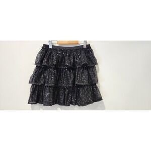 Cat & Jack M7/8 Girls Black Skirt Sequin 3 Layers Holidays Party Dancing Casual